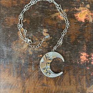 Jes MaHarry “Live Your Truth” one of a kind silver/gold moon necklace. Gift incl